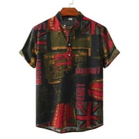 Advoicd Vintage tiskana majica Muška košulja kratkih rukava majica Casual majica Ispisana muška haljina