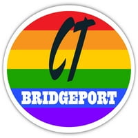 Bridgeport CT Connecticut Fairfield County Rainbow Pride Zastava Stripes Pride Zastava Euro naljepnica za branik Vinil 3 5
