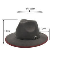 Puawkoer Woolen Top Hat Jazz Hat Retro Black Edging Woolen Hat Ravna brana Sunčanica Big Wing šešir
