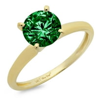 3Ct okrugli rez dragocjeni dragulj zeleni simulirani smaragd pravi 18k žuto zlato robotski laserski