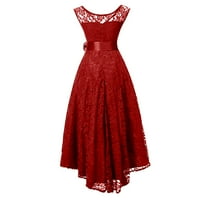 Ženske haljine ispisane asimetrične a-line kratkih rukava modna ljetna okrugla dekoltena haljina crvena