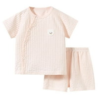 B91XZ Baby Girl Outfits Ljeto Toddler Čvrsta boja Prozračne kratke rukave Ležerne prilike za dom do
