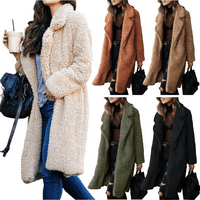 Dugi kaput za žene s dugim rukavima kapute za plišane vrhove kaput s-3xl
