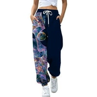 SHPWFBE Jogers za žene Duksevi Žene Žene Jogers High Atletic Work Ont Print Comfy hlače sa džepom Hlače
