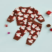 Dječaci Dječji božićni hlače Set, Santa Claus Snowman Print majica sa elastičnim strukom hlačama