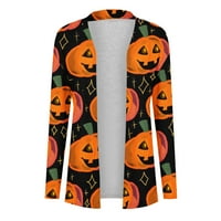 Halloween Cardigan za žene bundeve print lagani kardigans dugi rukav jesen otvoreni prednji kardigan