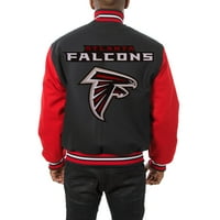 Muški JH dizajn crna crvena atlanta Falcons velika i visoka vuna puna jakna