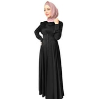 Outfmvch haljina s dugim rukavima za žene Casual Solid haljina Lanterna rukava Abaya Arapske kaftne