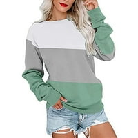 Žene dugih rukava Boja blok Moda Casual Crewneck bluza za bluzu Shop Boja pulover vrhove bluza