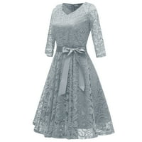Ženske čipke Ljetne haljine Fahsion Duge haljina s dugim rukavima Dame Elegantne V izrez Haljine