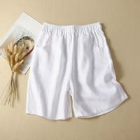 Ženske ljetne kratke hlače Kratke hlače od lanijske lanene pamučne noge elastične strugove za pričvršćivanje kafe casual biciklističke gaćice sa džepovima