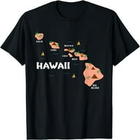 Mapa Vintage Suvenir Hawaiian Islands Majica