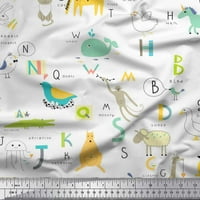 Siimoi Crepe svilene tkanine abecede, ptice i životinje dječje dekor tkanine otisnuto dvorište široko