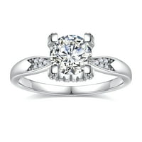 Carat Moissite Angažman prsten Sterling Silver Sjajan okrugli rez dijamantski prsten za vjenčanje za