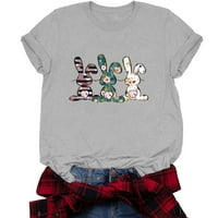 HHEI_K Womeny Bunny Print Majica Uskrs kratkih rukava Ležerne prilike za labave bluze za žene za žene