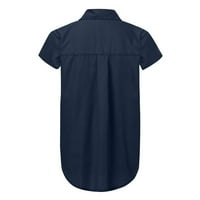 Slična bluza s kratkim rukavima Ležerna ljetna Henley vrhovi za žene mornarice 3xl