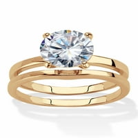 PALMBEACH nakit okrugli kubični cirkonij 2-komadni pasijans mladenkini prsten TCW 14K zlato ili platinasto