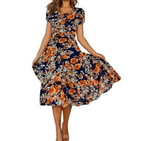 Zlekejiko kratke omotače midi haljina za žene casual ljeto dame Ljeto casual o izrez cvjetni print kratkih