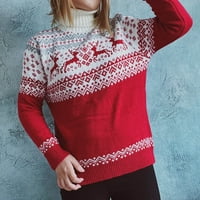 Smihono Cleariance Božićni ispis Turtleneck Line s dugim rukavima Debeli džemperi Jesen Zima Žene plus