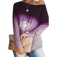 Ženski gradijent dugih rukava jedna ramena majica maselion pulover casual bluza