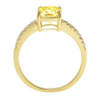 2. CT sjajan jastuk simulirani žuti dijamant 14k žuti zlatni pasijans sa accentima prsten sz 10.25