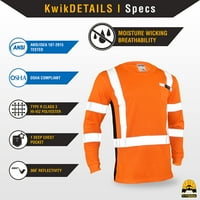 KwikSafety operater sigurnosne košulje s dugim rukavima ANSI OSHA Custom Visoka vidljivost Građevinski osiguranje Hi Viz Secket Gear Muškarci