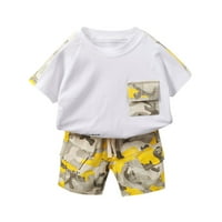 B91XZ Boy Outfits kratki sportski mali maskirni kamuflaža Ljeto Set Baby Cool Boys Majica Casual Boys Outfits & Set Yellow, Veličina 6- mjeseci