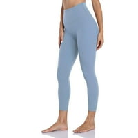 Labakihah joga hlače Ženska visoka struka Čvrsta boja uska fitness joga hlače skrivene joge hlače plavo