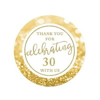 Glitzy Fau Glitter Okrugle naljepnice, hvala na slavljenju s nama, 30. rođendana ili godišnjica, 40-pakovanja