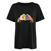 Smihono Clearence midi košulje za žene dame bluza vrhovi Ljetna modna posada izrez Ljubav Heart Print