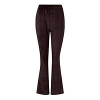Ženski baršunasti elastični struk pantaloze pantalone pantalone kave xxl