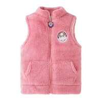 Daqian lagane jakne za djevojke dječje dječje dječake Dječje djevojke modne slatke čvrste boje vjetrootporni džepni zatvarač drži topli prsluk za zimske kapute za djevojke ružičaste 8-9 godina