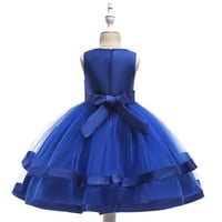 Ljetne štedne djevojke 'haljina za djevojke s pogledom na toddler Solid Color Pearl neto pređa Bowknot Birthday Party Cvijeće haljine djece haljine plave 6- godine