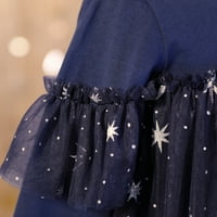 3T Baby Girl haljina dugih rukava za rođendanska haljina za zabavu 4T 4T Djevojke Sequin Princess suknja Tulle Plava haljina