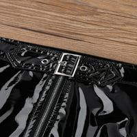 Ženski mokro izgled PVC kožne gaćice Bikini donje rublje Rave pol ples kostim patentne gaćice crna x-velika