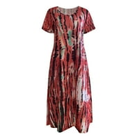 Žene Ljeto kratki rukav cvjetni ispis Tie-dye casual swing haljina maxi haljina ljetne maxi haljine