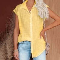 Puntoco Plus Veličina Ženska košulje za žene Ljeto pamučno posteljina kratki rukav majica Labavi fit
