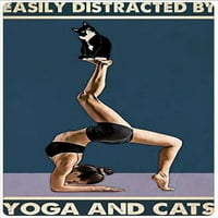 Yoga Girl i Tuxedo Mačka metalni limenka za lin Poster Vintage Lako ometaju joga i mačke retro poster
