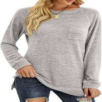 Cocopeaunt žene okrugli vrhovi vrata s dugim rukavima labav fit majica casual pad džemper bluza
