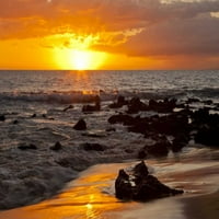 Havaji, Maui, Kihei zalazak sunca na okeanu plaže Cathy - Gordon Illg