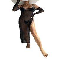Sunitorski ženski bikini pokrov UPS, sjajni špageti remen Split kupaći kostim pokrov prema dugi haljini