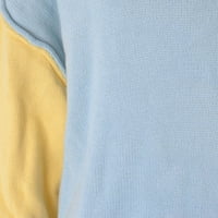 Olyvenn kratki džemperi za ženske bluze labave casual wone plus size posada vrata podudaranja boja patchwork
