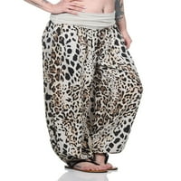 Paille dame dno dno visokog struka harem hlače Leopard Print Palazzo Pant Loop Fit Yoga pantalone s