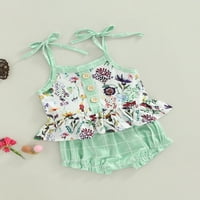 Djevojke Ležerne ljetne odjeće, lišće i cvijet Ispis Peplum Camisole i Labavi motori