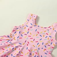 Diconna Newborn Outfits Colorful Donut Print Print bez rukava bez rukava Haljina elastične strugove