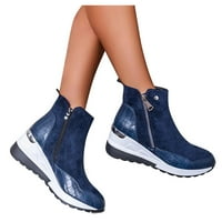 Wefuesd Cowgirl Boots uggs modne ženske cipele debelo kolektonolo u boji block klinovi kratke čizme plava 40