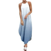 Ljetne haljine o izrez Sling Maxi Gradient Print suncobran bez rukava na plaži za sunčanje modne haljine