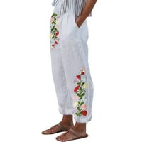 Pantne odijela za žensku ležerne ljeto visoke ravno s džepovima pamučne ženske hlače hlače na ležernim