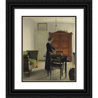 Vilhelm Hammershøi Crna Ornate Wood Framed Double Matted Museum Art Print pod nazivom - Dnevna soba