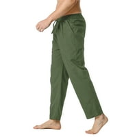 Muške pamučne platnene hlače na plaži Casual Elastic struk Ležerne prilike Jogger Yoga Hlače za crtanje pamučne posteljine široke noge